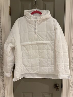 Amazon White Quilted Puffer Hooded Pullover Jacket